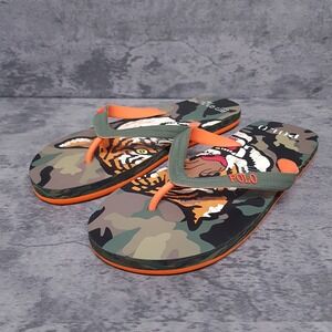 POLO RALPH LAUREN Whitlebury II Tiger‎ Camo Flip Flops Mens 10 D Green